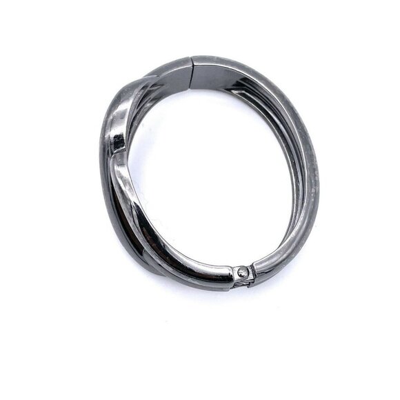 LIA SOPHIA "GALENA" BANGLE CUFF BRACELET $48 RV GUNMETAL HEMATITE BLACK HINGED - Picture 2 of 2